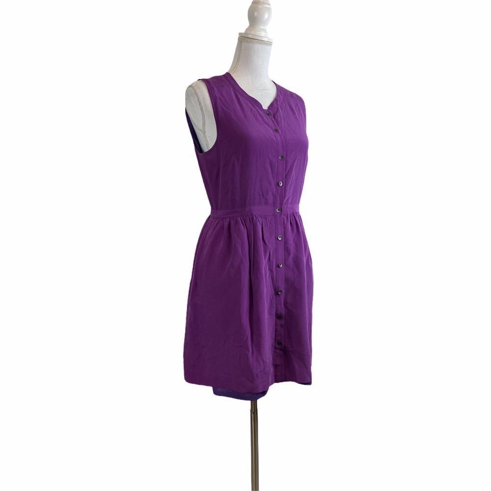 Madewell Purple 100% Silk Sleeveless Dress - Picture 5 of 8